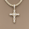 Diamond Pave Snake Link Cross Pendant in Yellow Gold