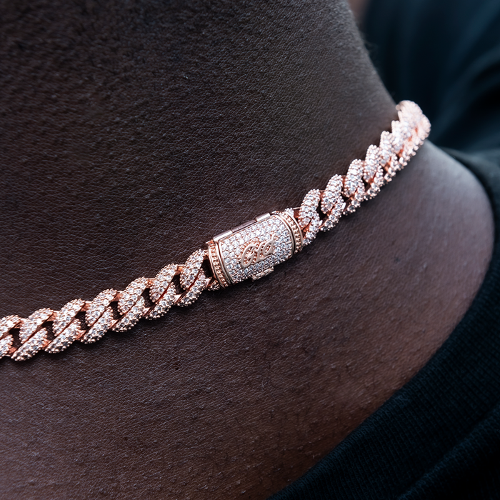 Diamond Prong Cuban Bracelet in White Gold- 8.5mm