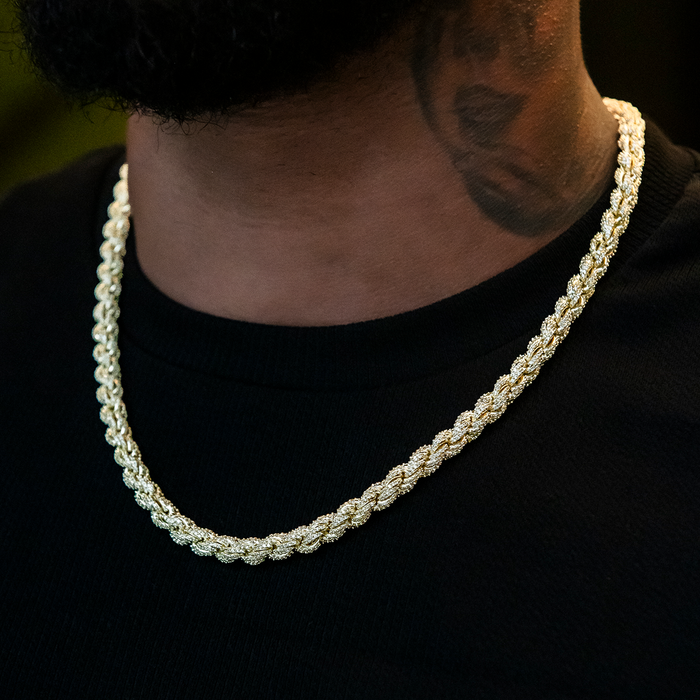 Diamond Rope Chain + Bracelet Bundle in Yellow Gold- 7mm
