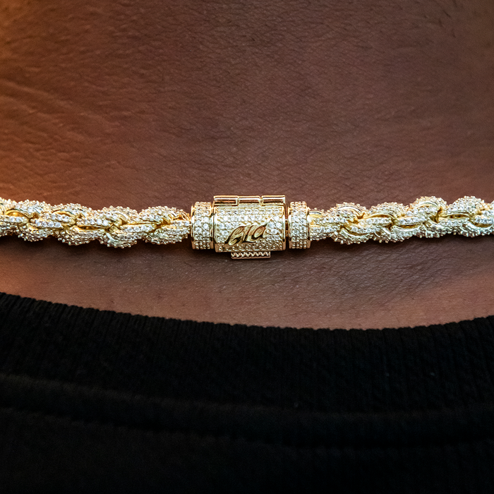 Diamond Rope Chain + Bracelet Bundle in Yellow Gold- 7mm