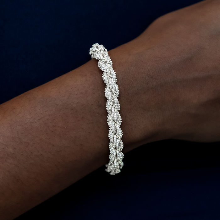 Diamond Rope Chain Bracelet in White Gold- 8mm