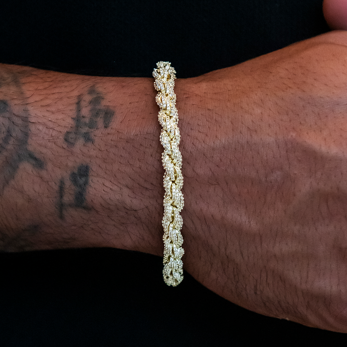Diamond Rope Chain Bracelet in Yellow Gold- 7mm