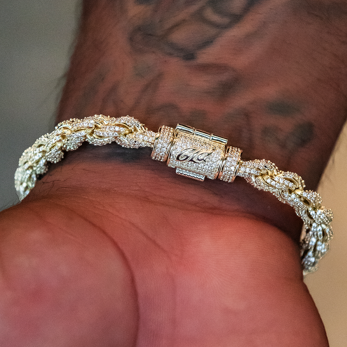 Diamond Rope Chain Bracelet in Yellow Gold- 7mm