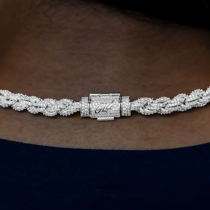 Diamond Rope Necklace + Bracelet Bundle in White Gold- 8mm