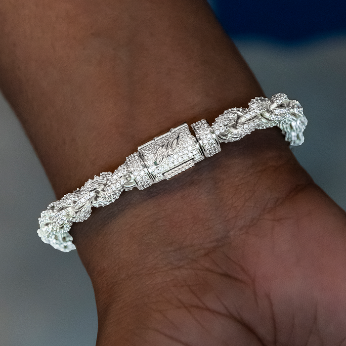 Diamond Rope Necklace + Bracelet Bundle in White Gold- 8mm