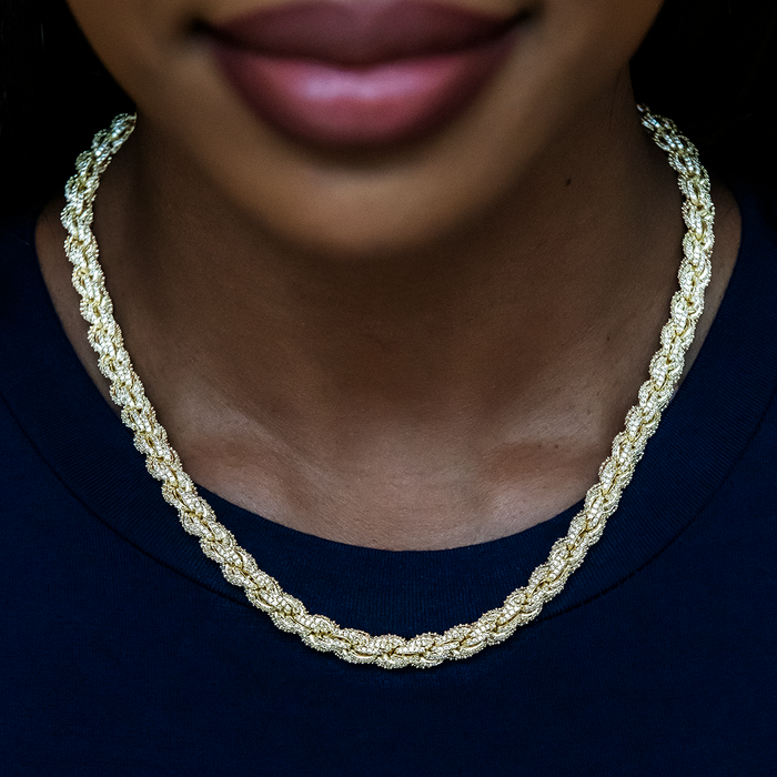 Diamond Rope Necklace + Bracelet Bundle in Yellow Gold- 7mm