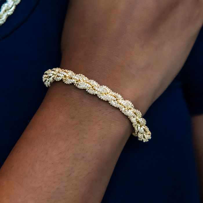 Diamond Rope Necklace + Bracelet Bundle in Yellow Gold- 7mm