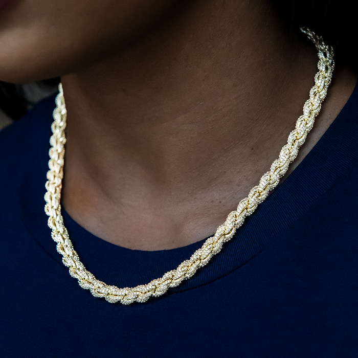 Diamond Rope Necklace + Bracelet Bundle in Yellow Gold- 7mm