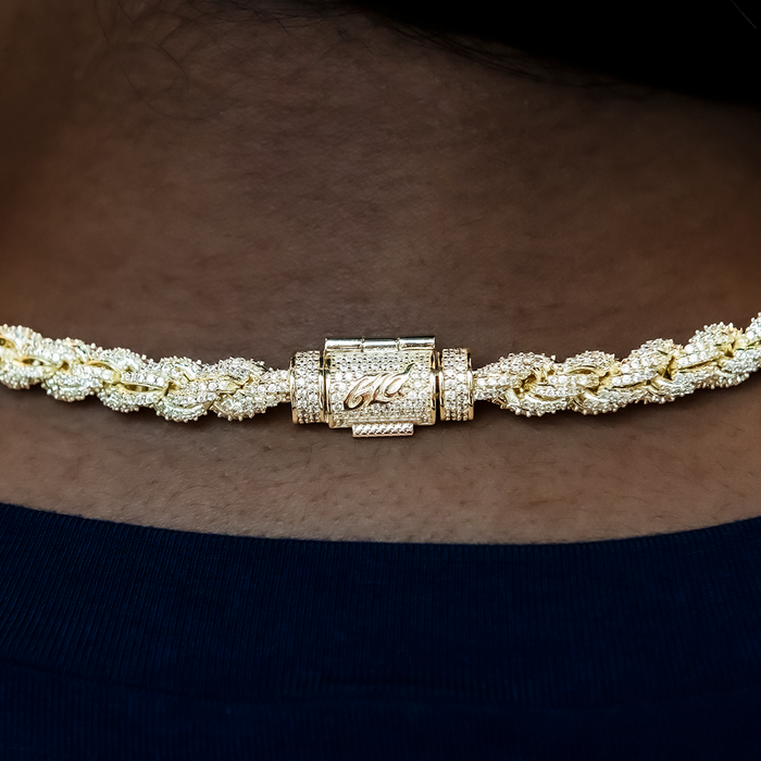 Diamond Rope Necklace + Bracelet Bundle in Yellow Gold- 7mm