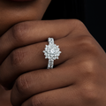 Diamond Rose Ring in White Gold Vermeil
