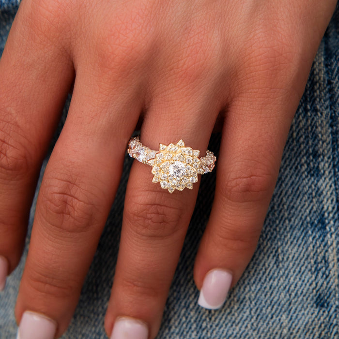 Diamond Rose Ring in Yellow Gold Vermeil