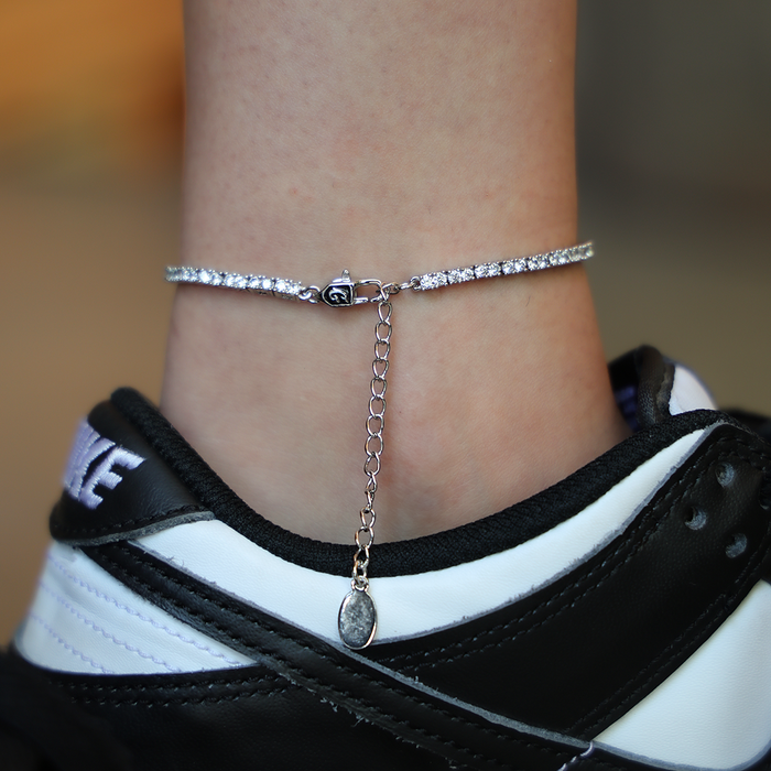 Diamond Tennis Anklet in White Gold- 2mm
