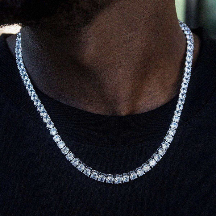 Round Cut Tennis Necklace in White Gold - 5mm - The GLD Shop