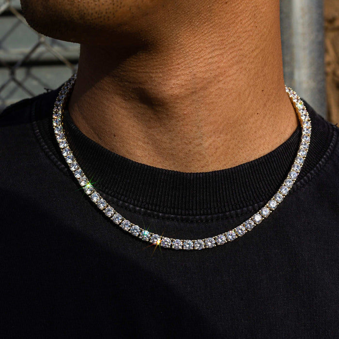 Diamond Tennis Chain + Bracelet Gift Bundle in Yellow Gold - 5mm