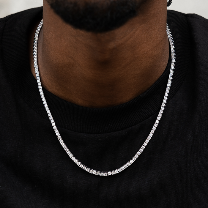 Diamond Tennis Chain + Diamond Cross Bundle in White Gold- 3mm