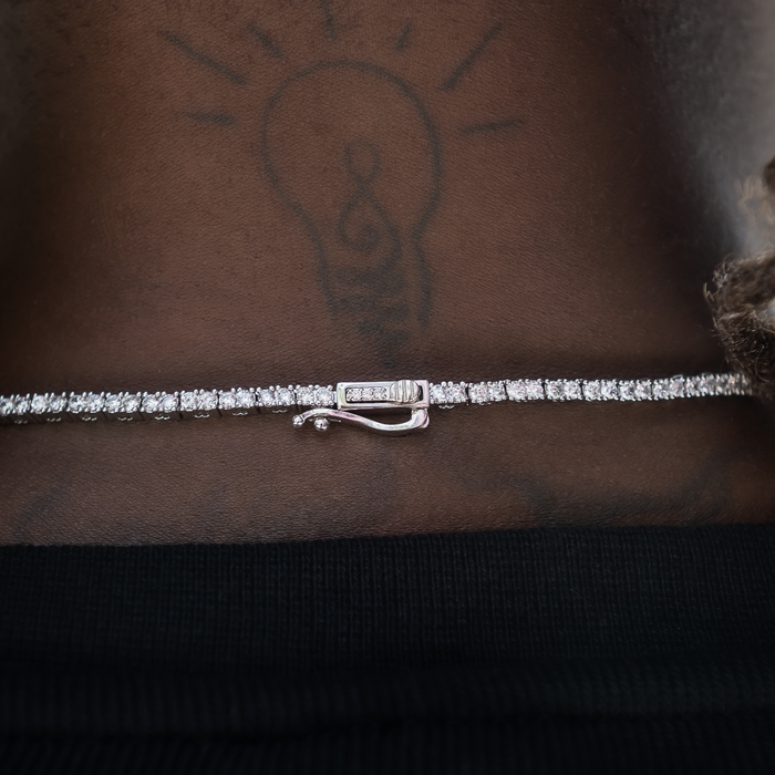 Round Cut Tennis Chain in White Gold- 2mm
