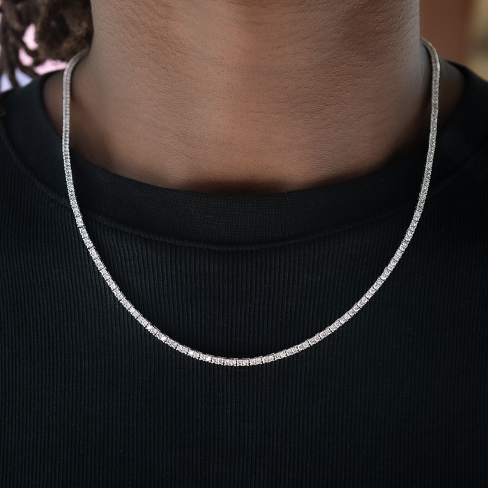 Round Cut Tennis Chain in White Gold- 2mm