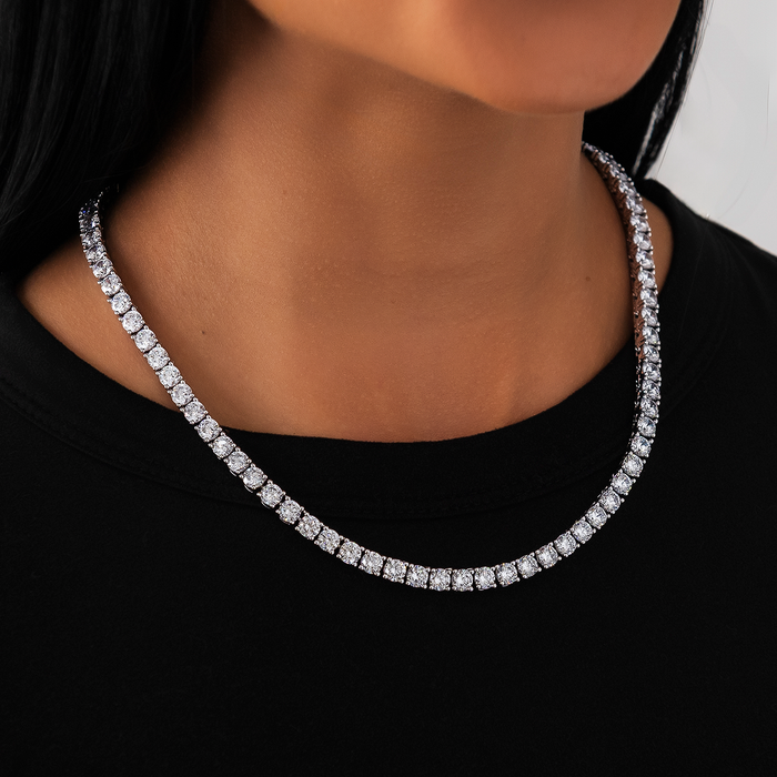 Diamond Tennis Necklace in White Gold- 5mm