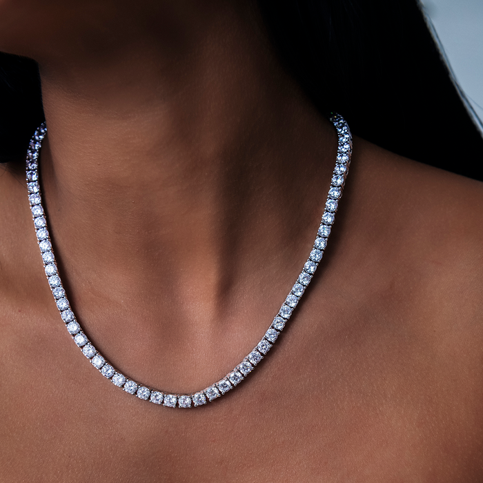 Diamond Tennis Necklace in White Gold- 5mm