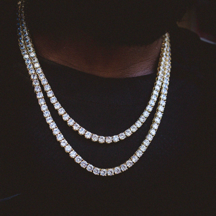 Round Cut Tennis Necklace in Yellow Gold - 5mm - The GLD Shop