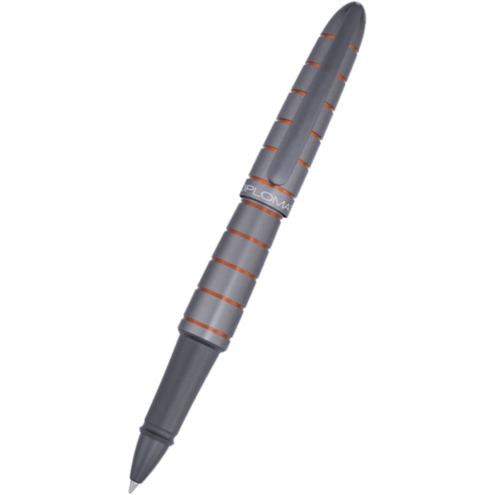 Diplomat Elox Ring Rollerball Pen - Grey/Orange - Pen Boutique Ltd