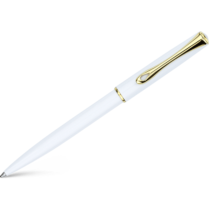 Diplomat Traveller EasyFLOW Ballpoint Pen - Snowwhite - Gold Trim - Pen Boutique Ltd