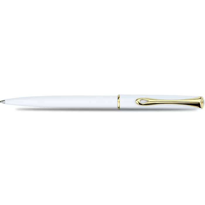 Diplomat Traveller EasyFLOW Ballpoint Pen - Snowwhite - Gold Trim - Pen Boutique Ltd
