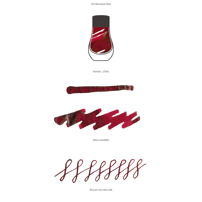 Dominant Industry Standard Ink Bottle - Romania Red - 25ml - Pen Boutique Ltd
