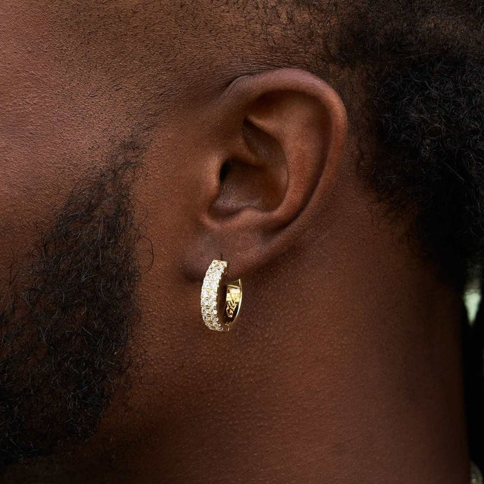 Double Row Hoop Earrings in Yellow Gold