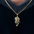 Dragon Pendant + 3mm Micro Cuban Chain Set in Yellow Gold