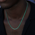 Emerald Diamond Micro Tennis Chain in White Gold