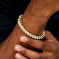 Emerald Iced Multi Dimensional Bangle Bracelet in Yellow Gold