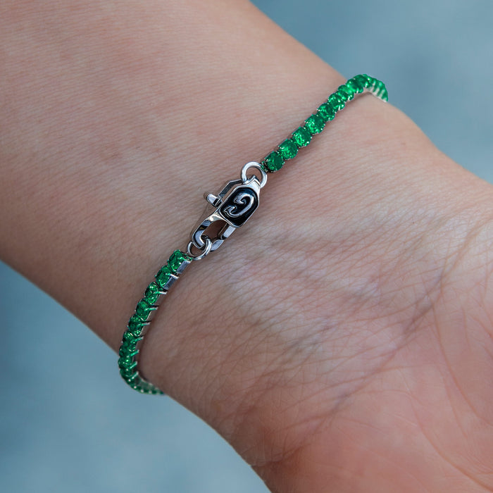 Emerald Micro Tennis Bracelet in White Gold