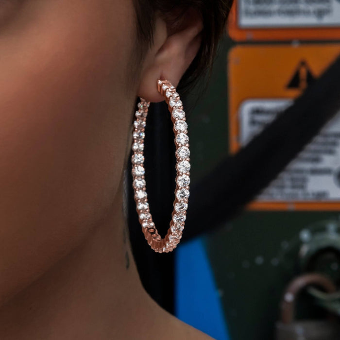 Eternity Hoop Earrings in Rose Gold- 4mm