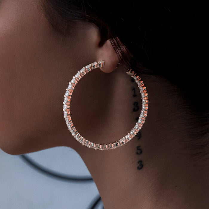 Eternity Hoop Earrings in Rose Gold- 4mm