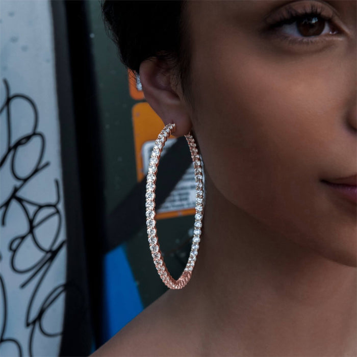 Eternity Hoop Earrings in Rose Gold- 4mm