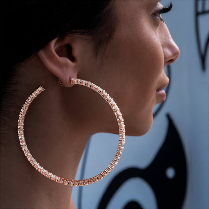 Eternity Hoop Earrings in Rose Gold- 4mm