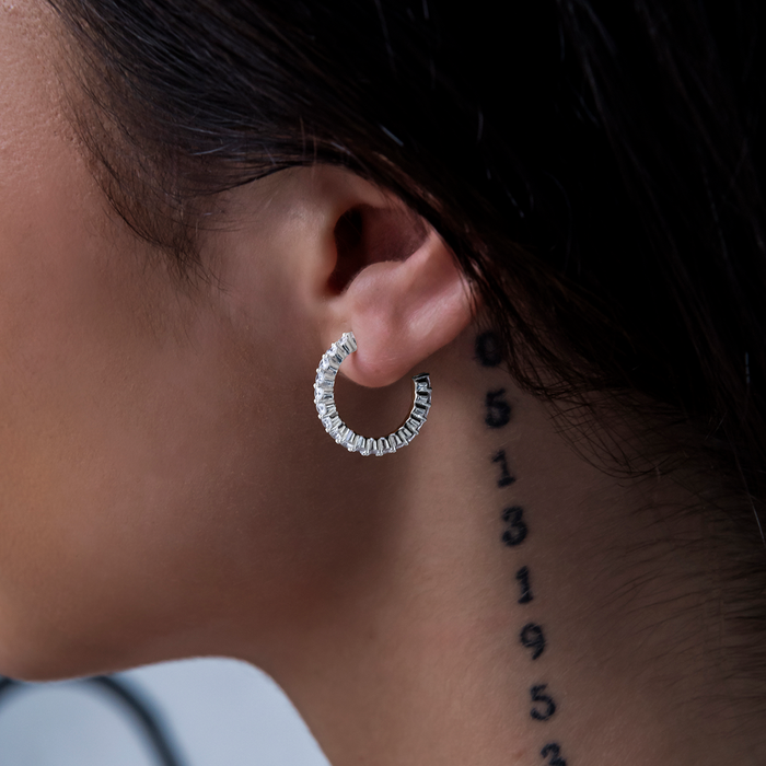 Eternity Hoop Earrings in White Gold-2MM