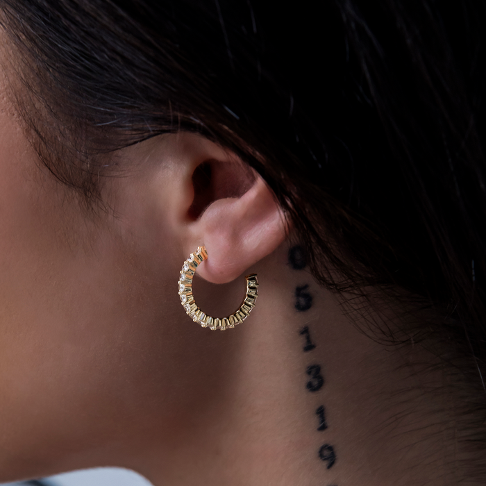 Eternity Hoop Earrings in Yellow Gold-2MM