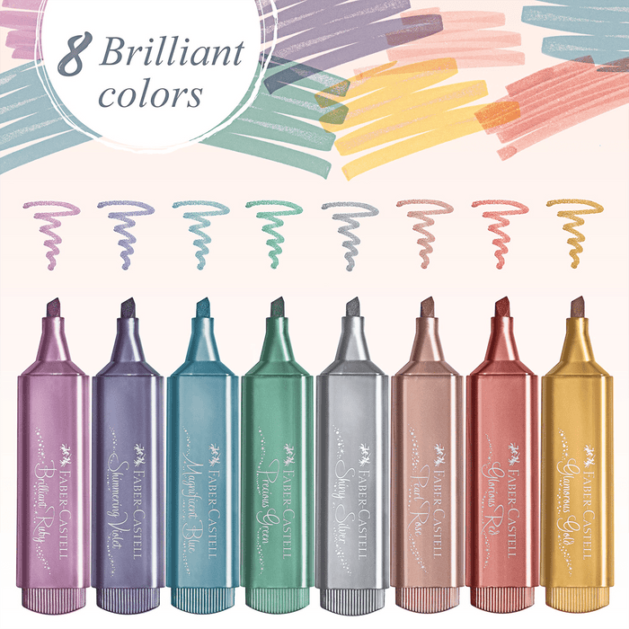 Faber - Castell Metallic Highlighter Textliner - Metallic Colors - Box of 8 - Pen Boutique Ltd