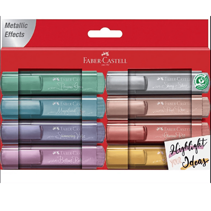 Faber - Castell Metallic Highlighter Textliner - Metallic Colors - Box of 8 - Pen Boutique Ltd