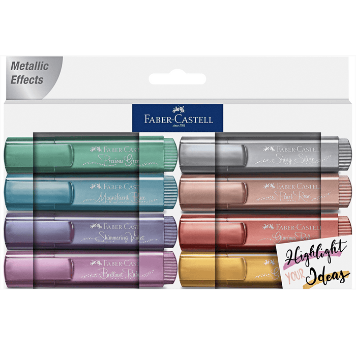 Faber - Castell Metallic Highlighter Textliner - Metallic Colors - Box of 8 - Pen Boutique Ltd