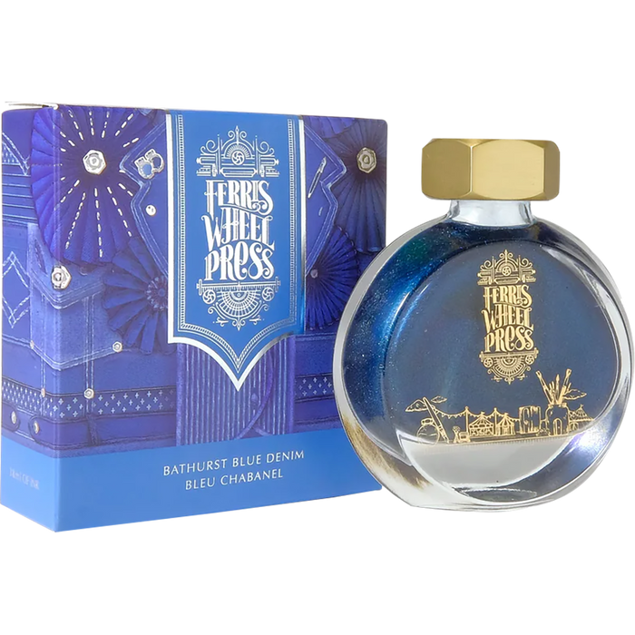 Ferris Wheel Press Ink Bottle - Bathurst Blue Denim - 38ml - Pen Boutique Ltd