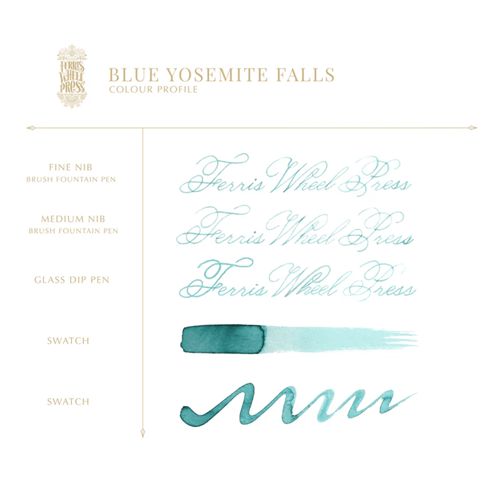 Ferris Wheel Press Ink Bottle - Blue Yosemite Falls - 38ml - Pen Boutique Ltd
