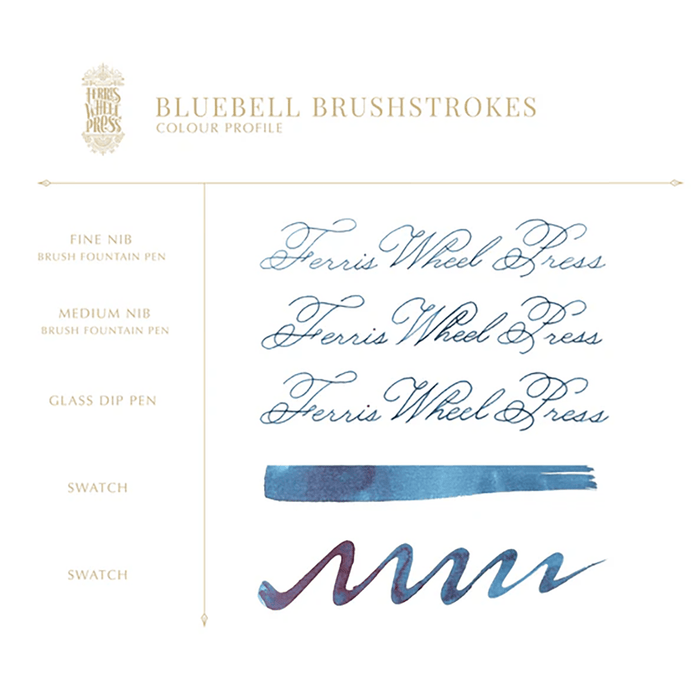 Ferris Wheel Press Ink Bottle - Bluebell Brushstrokes  - 38ml - Pen Boutique Ltd
