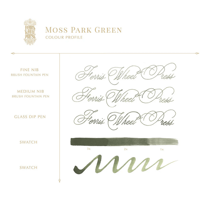 Ferris Wheel Press Ink Bottle - Moss Park Green - 38ml - Pen Boutique Ltd