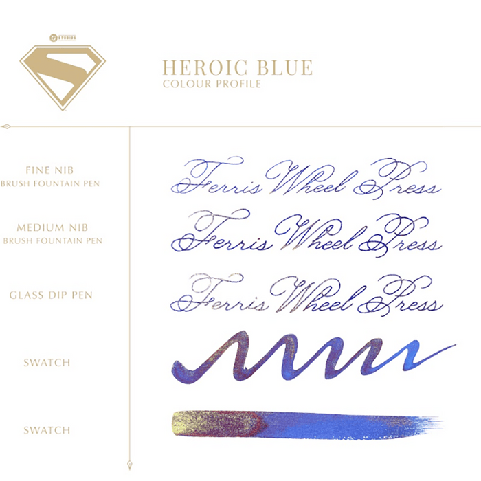 Ferris Wheel Press x Superman Ink Bottle - Heroic Blue - 28 ml - Pen Boutique Ltd