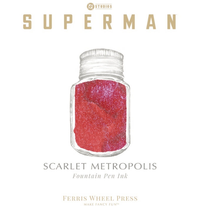 Ferris Wheel Press x Superman Ink Bottle - Scarlet Metropolis - 10ml - Pen Boutique Ltd