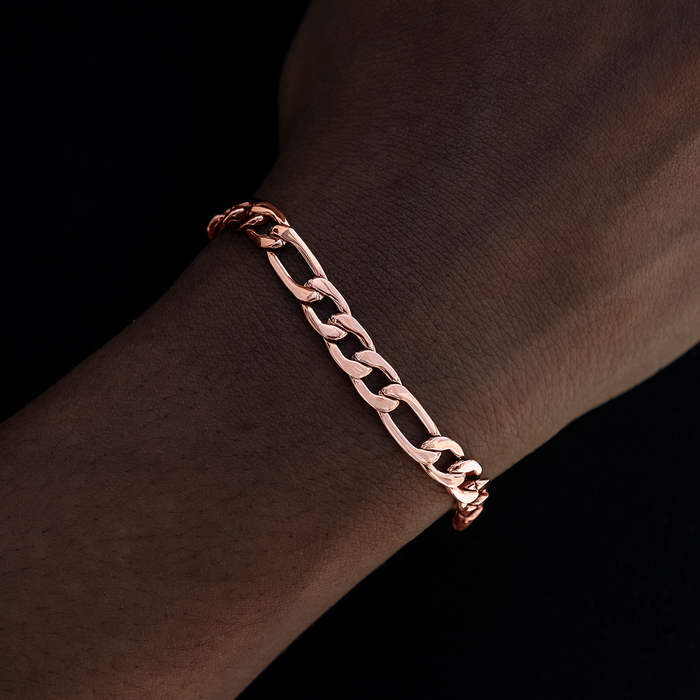 Figaro Bracelet in Rose Gold- 6mm