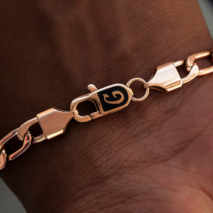 Figaro Bracelet in Rose Gold- 6mm